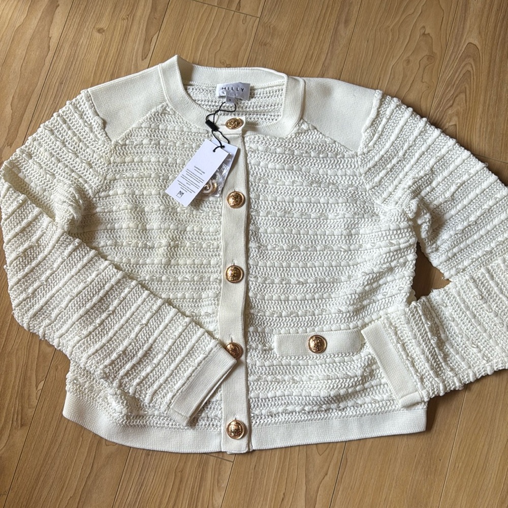 MILLY BEADED TEXTURE CARDIGAN JACKET
